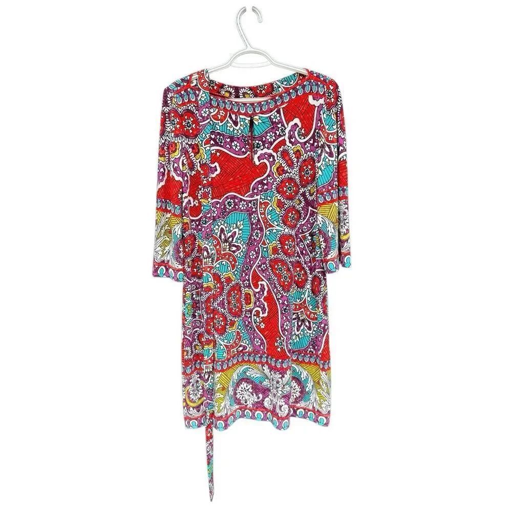 Donna Morgan Women's Multi Color Floral Paisley Printed Tie Belt Dress Size 8